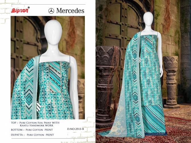 Mercedes 2513 By Bipson Heavy Work Printed Cotton Dress Material Wholesale Market In Surat